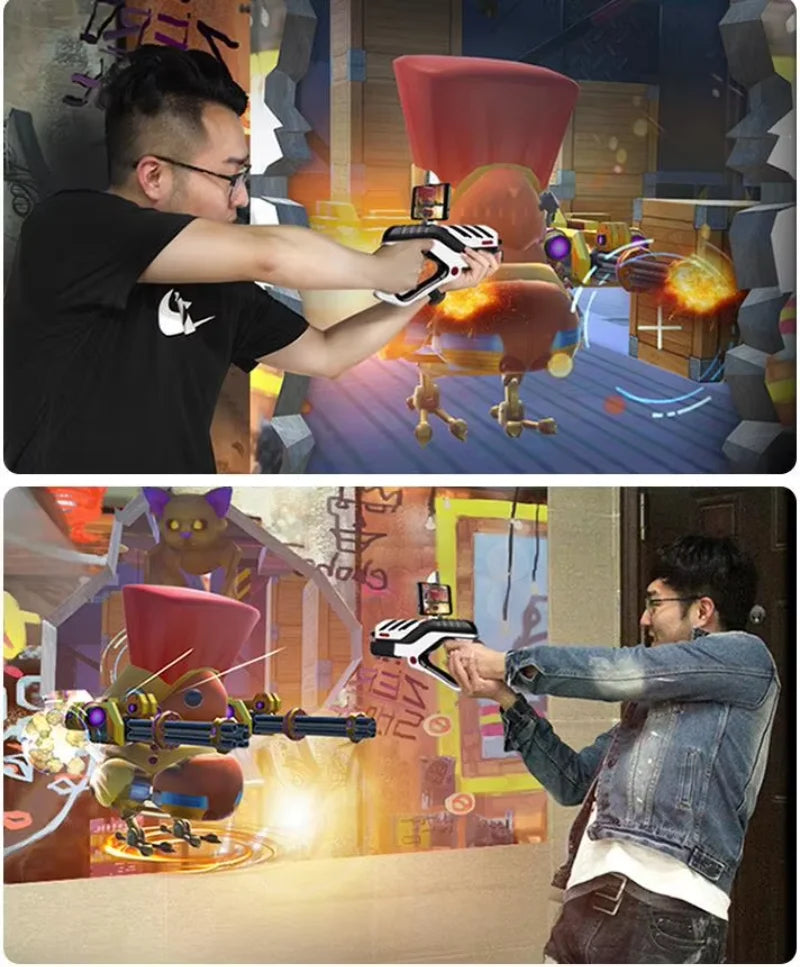 Gun-Shaped Phone Gamepad with Holder & Game APP for Shooting