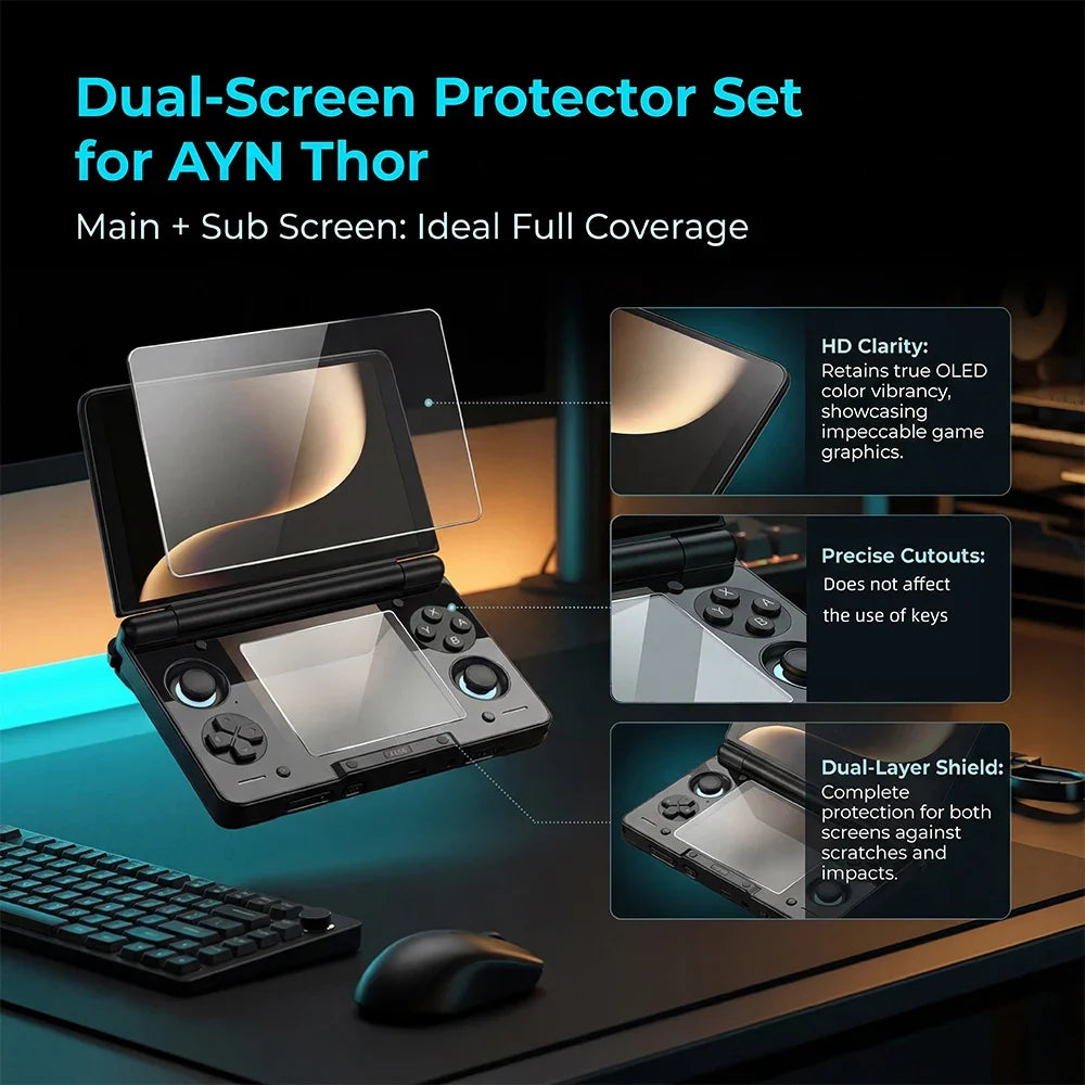 Tempered Glass Protector for AYN Thor, 9H HD Clear