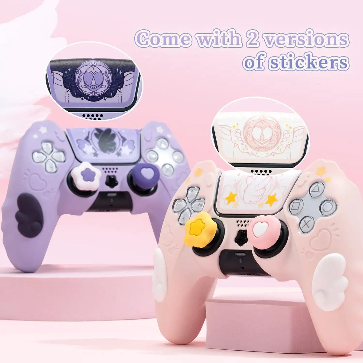 GeekShare Protective Cover Skin for PS5 / NS PRO/Switch 2 PRO Controller with 2 Thumb Grips and 1 Sticker, Star Wings Silicone