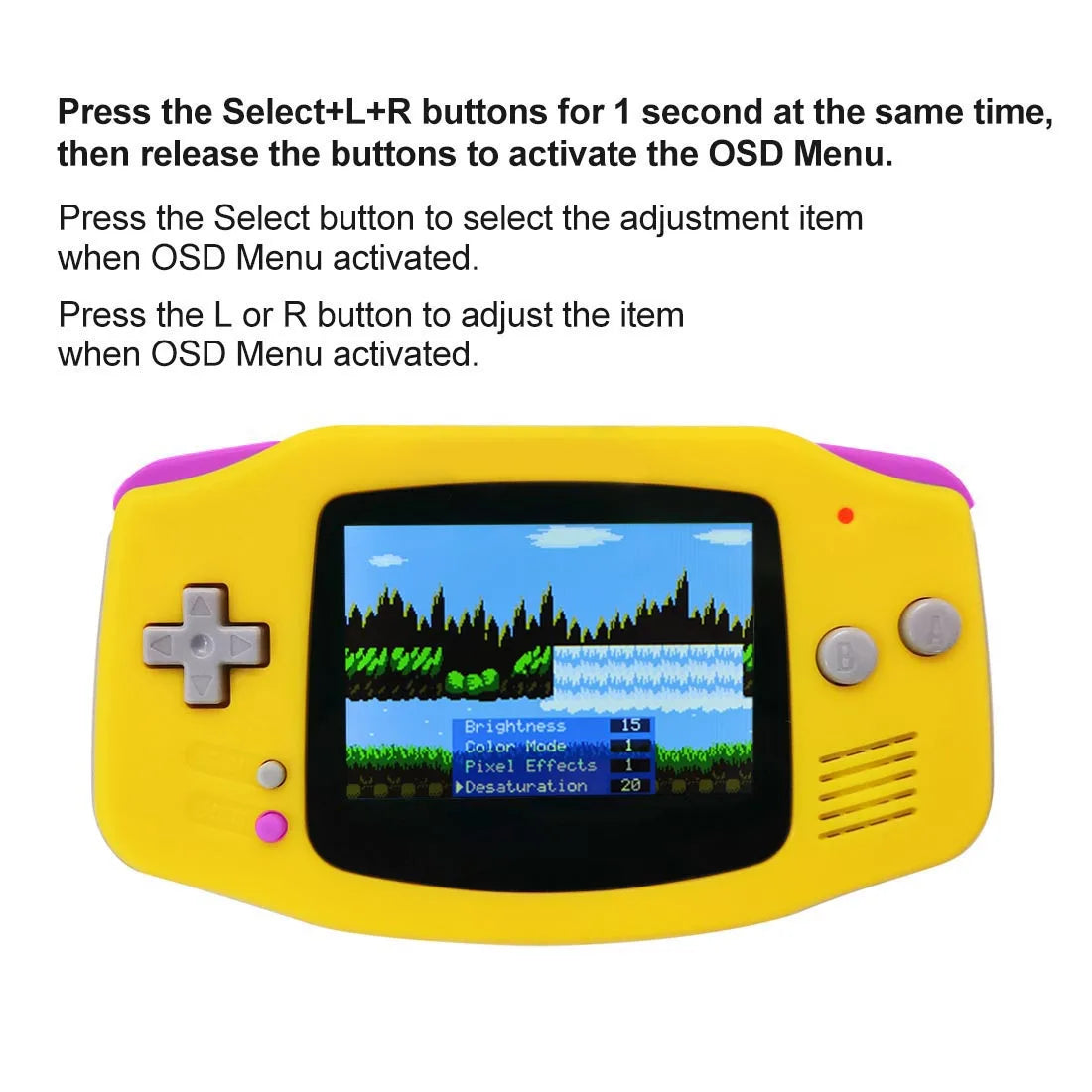 GBA V5 Laminated IPS LCD Kit, 720x480 HD, OSD, 8 Color Modes