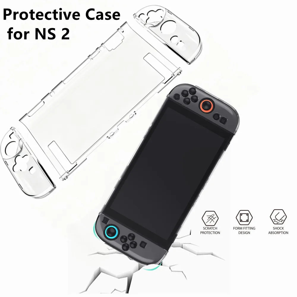 Clear Hard Case for Nintendo Switch 2 Shock-Absorbing Grip Shell