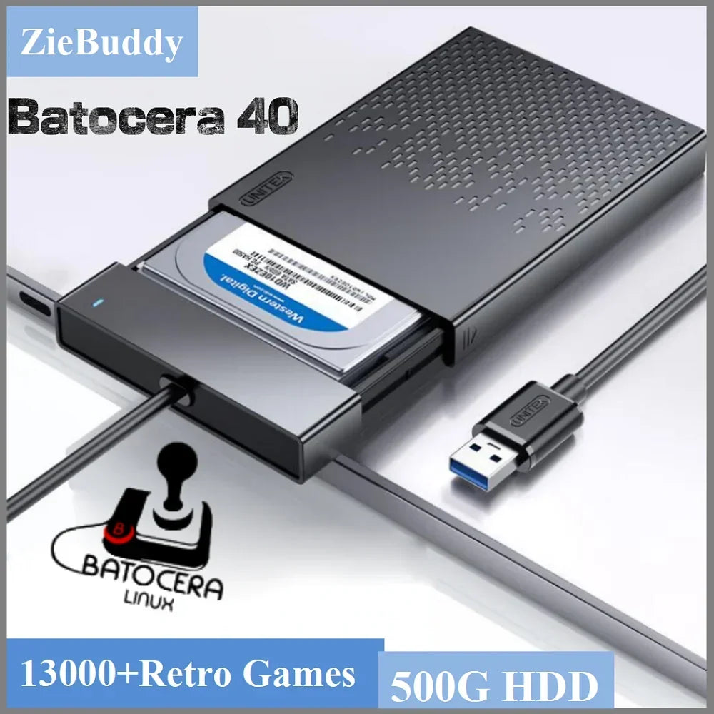 500G Batocera 40 HDD for Windows PC, 13000+ Games, PS2/PS3 Emulators