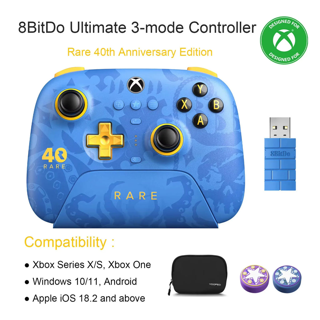 8BitDo Ultimate 3-mode Controller for Xbox, Rare 40th Anniversary