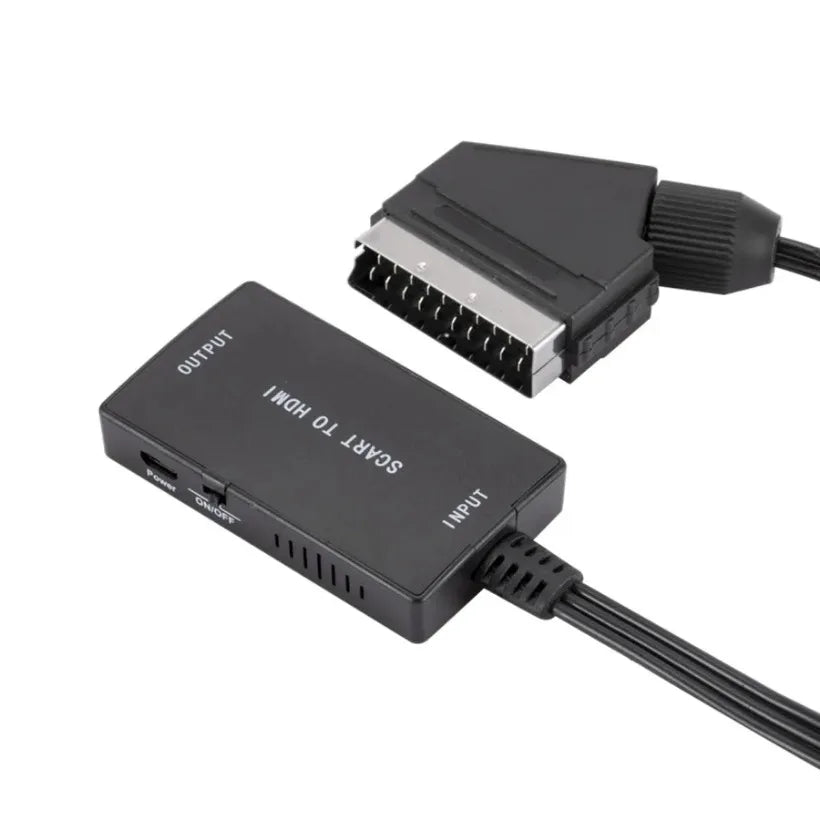 MnnWuu SCART to HDMI Converter with Cable 1080P Scart in HDMI Out HD 720P/1080P Switch Video Audio Converter Adapter for HDTV