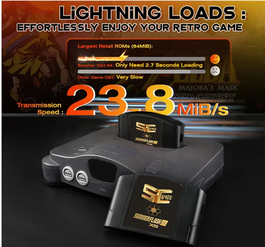 SC64 SummerflashX5 Gold Cart for N64DD, SNES, GBC Games