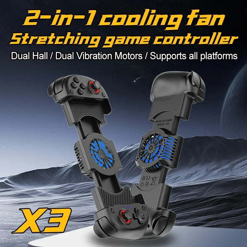 X3 2-in-1 Cooling Fan Stretching Gamepad with Dual Hall Sticks