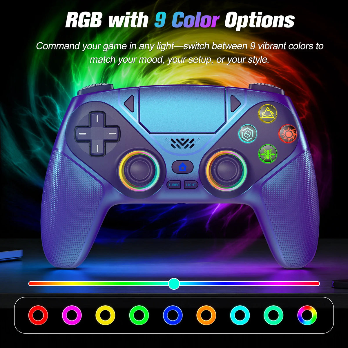 Wireless RGB Controller for PS5 PS5 Pro Slim and PC