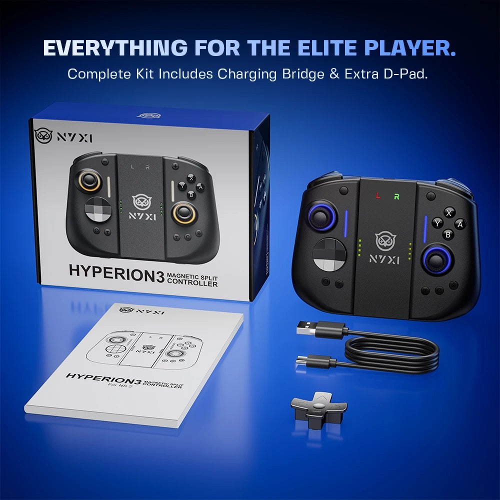 NYXI NJ22 Magnetic Modular Controller for Switch 2, Hall Effect Joystick No Drift, 9-Axis Gyro, Full Mechanical Buttons, Wireless Gamepad for PC/Switch OLED