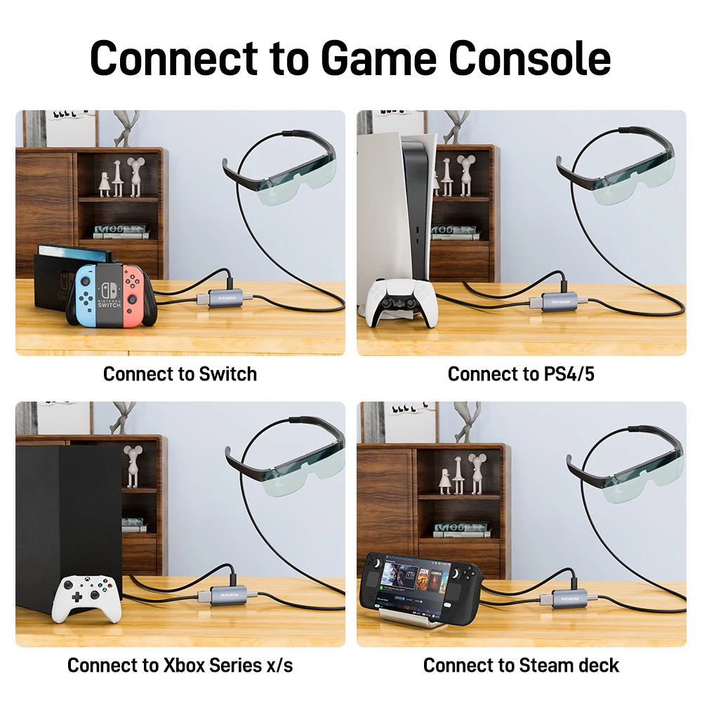 HDMI to Type-C Converter, 4K60HZ HDMI to USB C Adapter for XREAL Air Compatible with RayNeo,Rokid Air,Switch 2,PS5,Steam Deck