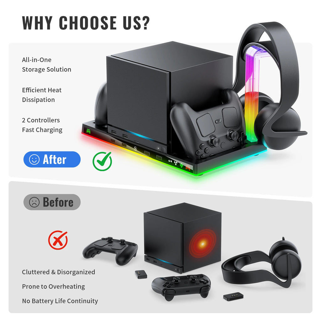 ipega Cooling and Charging Dock with RGB for Steam Machine