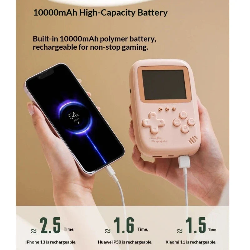 Retro Handheld Game Console with 10000mAh Power Bank, 500 Games