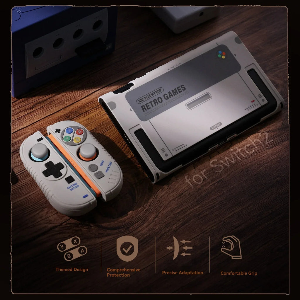 IINE Retro Case for Nintendo Switch 2 Full Wrap Silicone Cover
