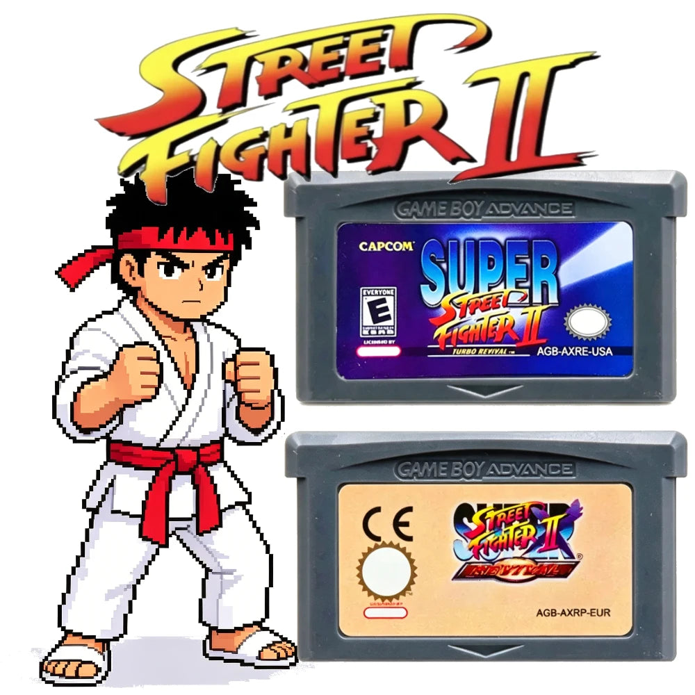 2 PCS Super Street Fighter II Turbo Revival CAPCOM GBA Cartridge USA EUR Retro Video Game Cards for GBA GBA SP NDS NDSL Consoles