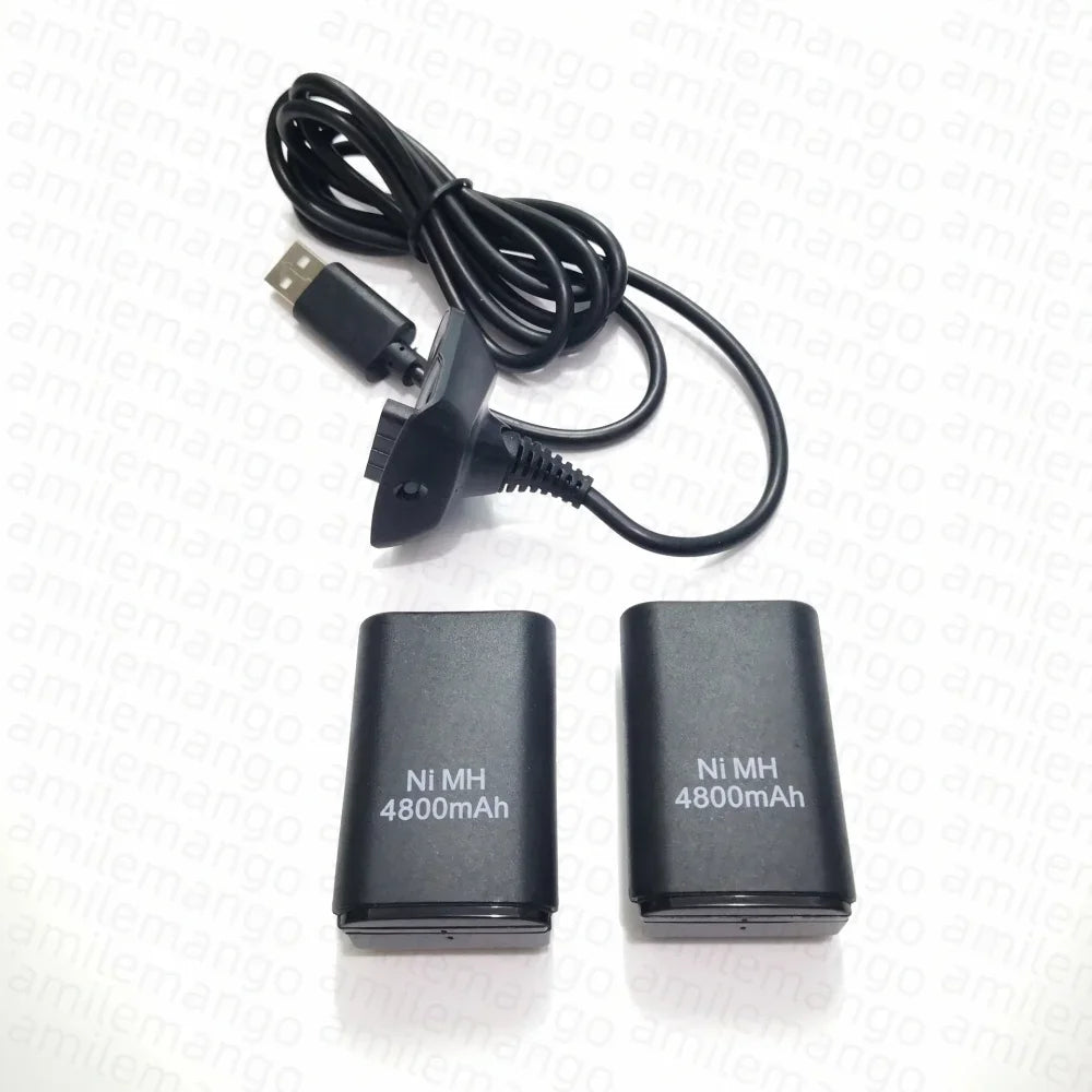 4800mAh Battery for Xbox 360 Controller, with Charging Cable