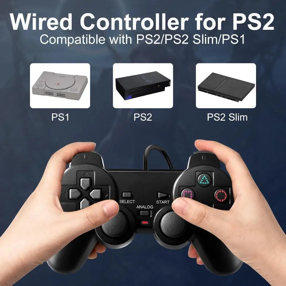 Wired Gamepad Controller for PS1/PS2/PS2 Slim Console Transparent Dual Motor Vibration Joypad Joystick Gaming Accessories