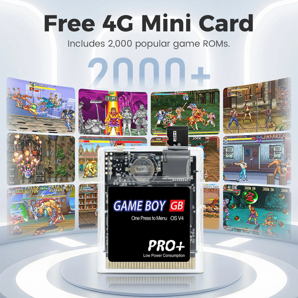 Multi-Cartridge 2000 in 1 Game Card OS V4 Support Fast Loading & One-Key Reset for Gameboy GB GBC GBA SP Built-in 4GB TF Card