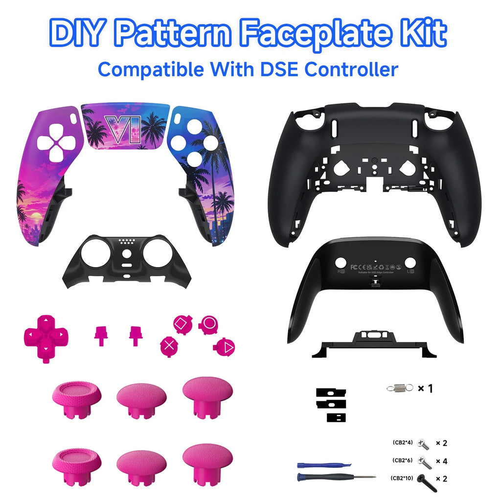 PS5 DualSense Edge DSE Controller Replacement Shell Kit, Featuring Two Configurations: Left and Right Panels, Buttons, Joysticks