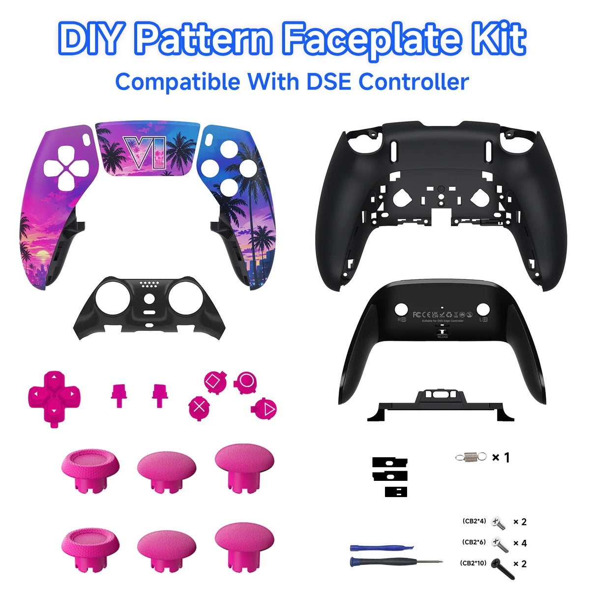 PS5 DualSense Edge DSE Controller Replacement Shell Kit, Featuring Two Configurations: Left and Right Panels, Buttons, Joysticks