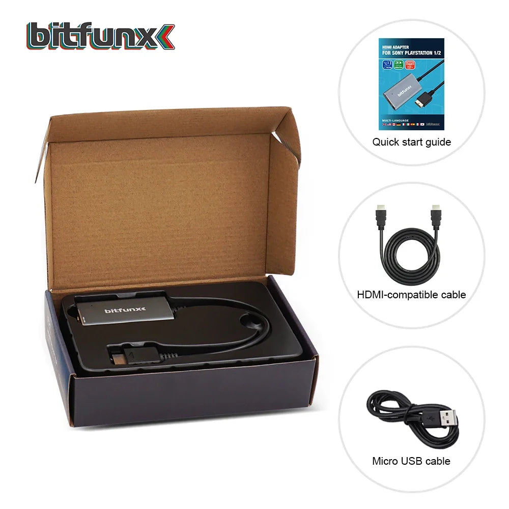 Bitfunx RGB YPBPR to 1080P HDMI™ Converter For PS2 PS1 PS One PlayStation Game Consoles With RGB to YPbPr Switch