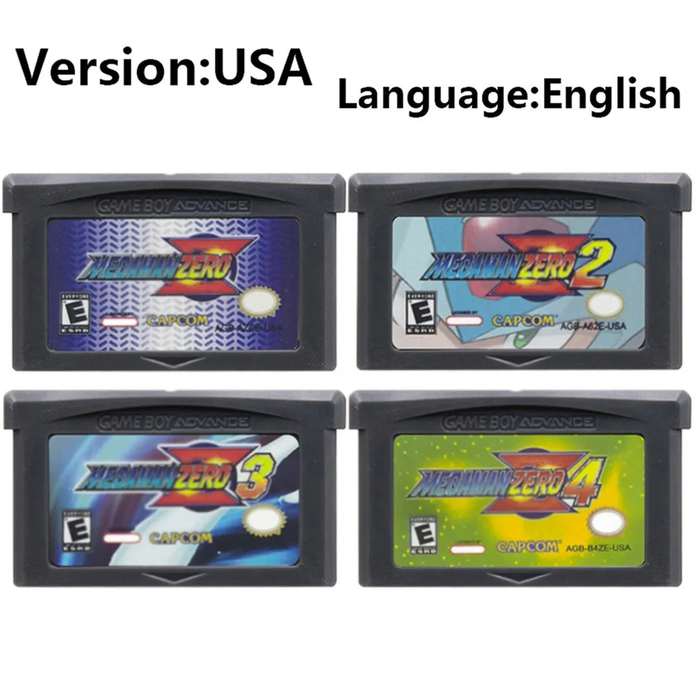 Mega Man GBA Games Cartridge 32 Bit Video Game Console Card Mega Man Zero 1 2 3 4 Red Sun Blue Moon for GBA SP