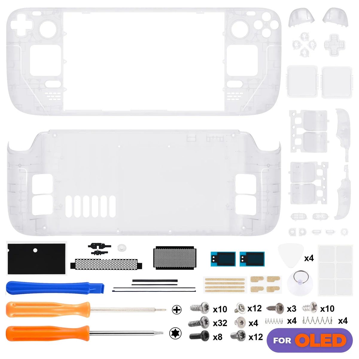 eXtremeRate Steam Deck Clear DIY Shell, LCD or OLED