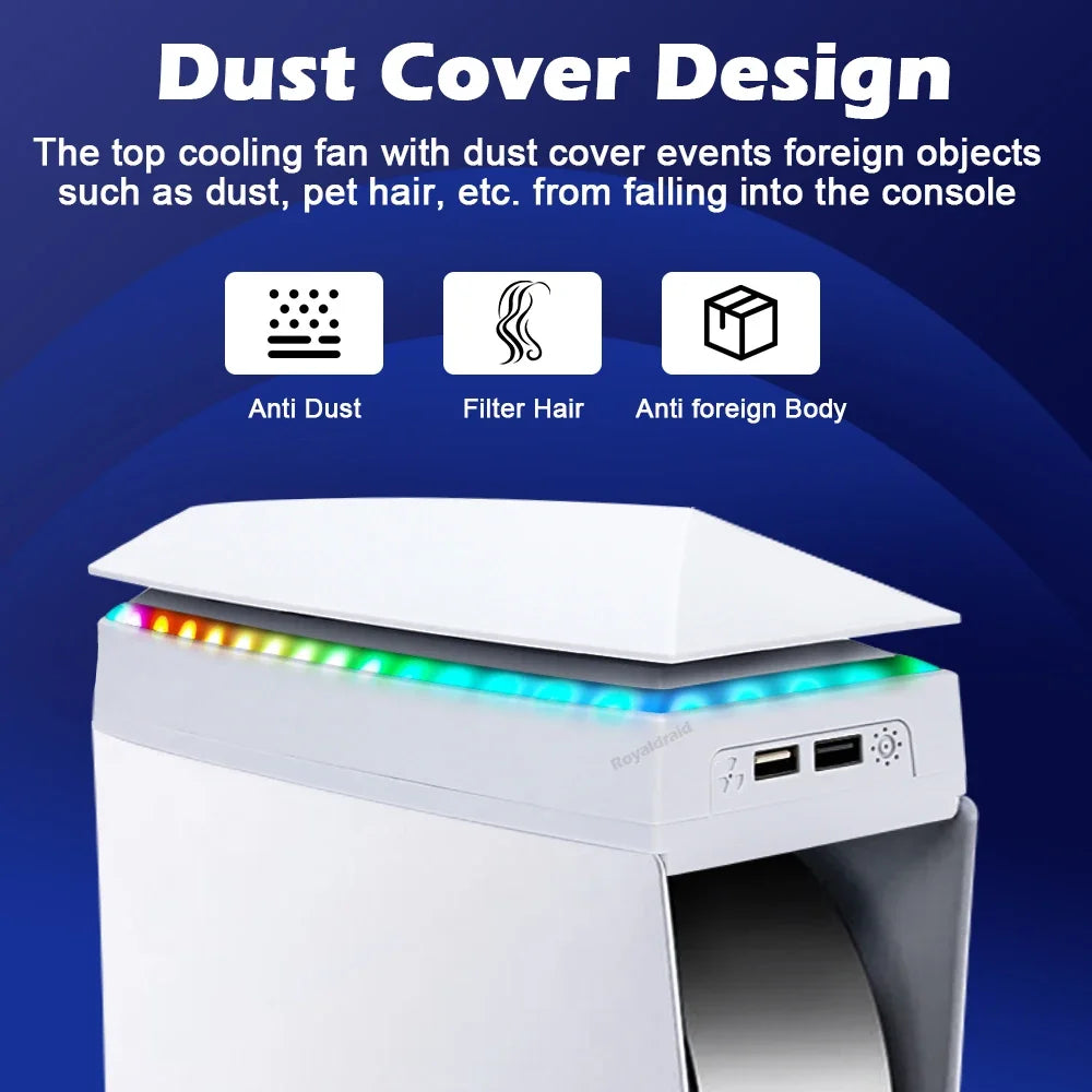 PS5 Cooling Fan Base with RGB Lighting and Dust Cover