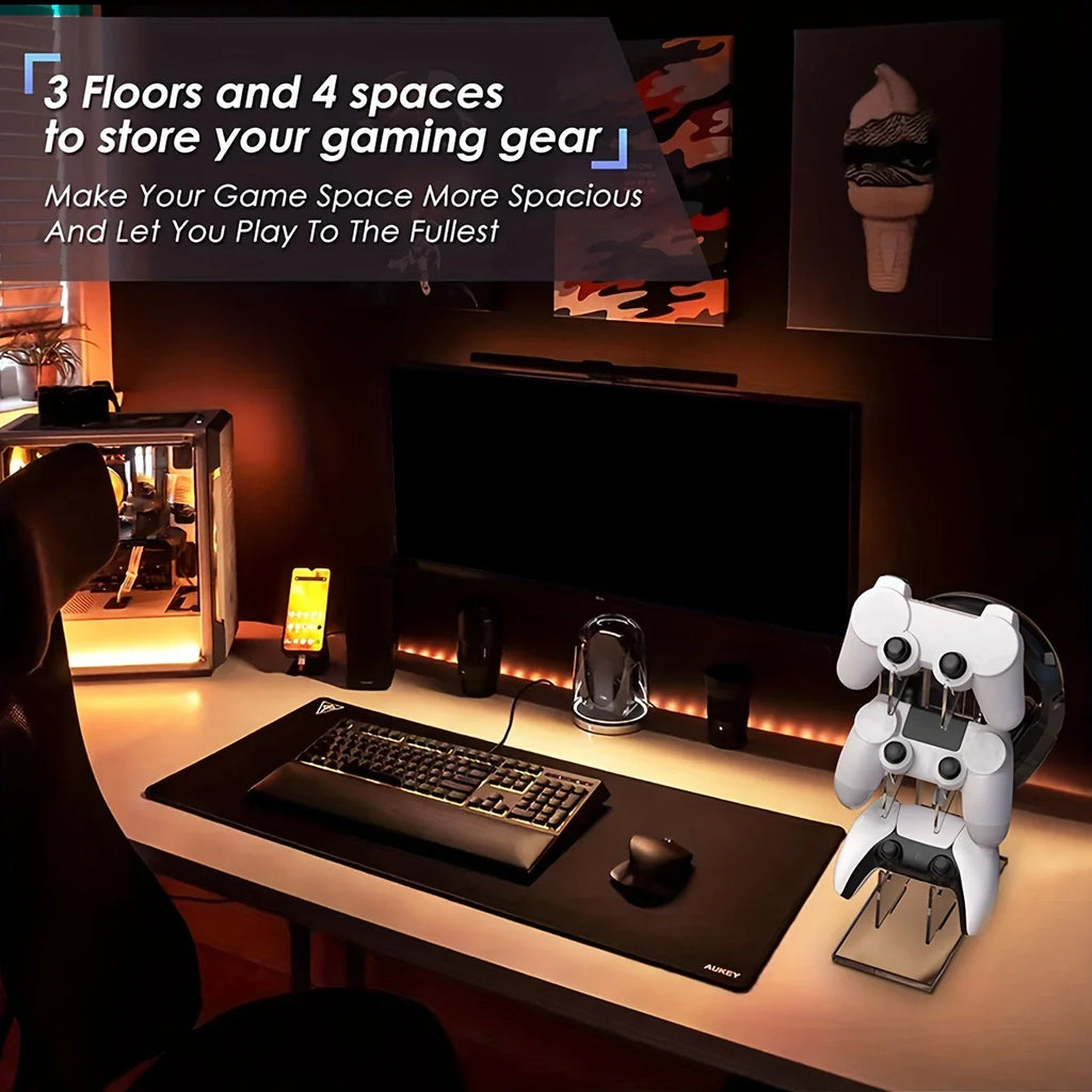 PS5 PS4 3-Layer Controller & Headphone Holder, Universal Stand