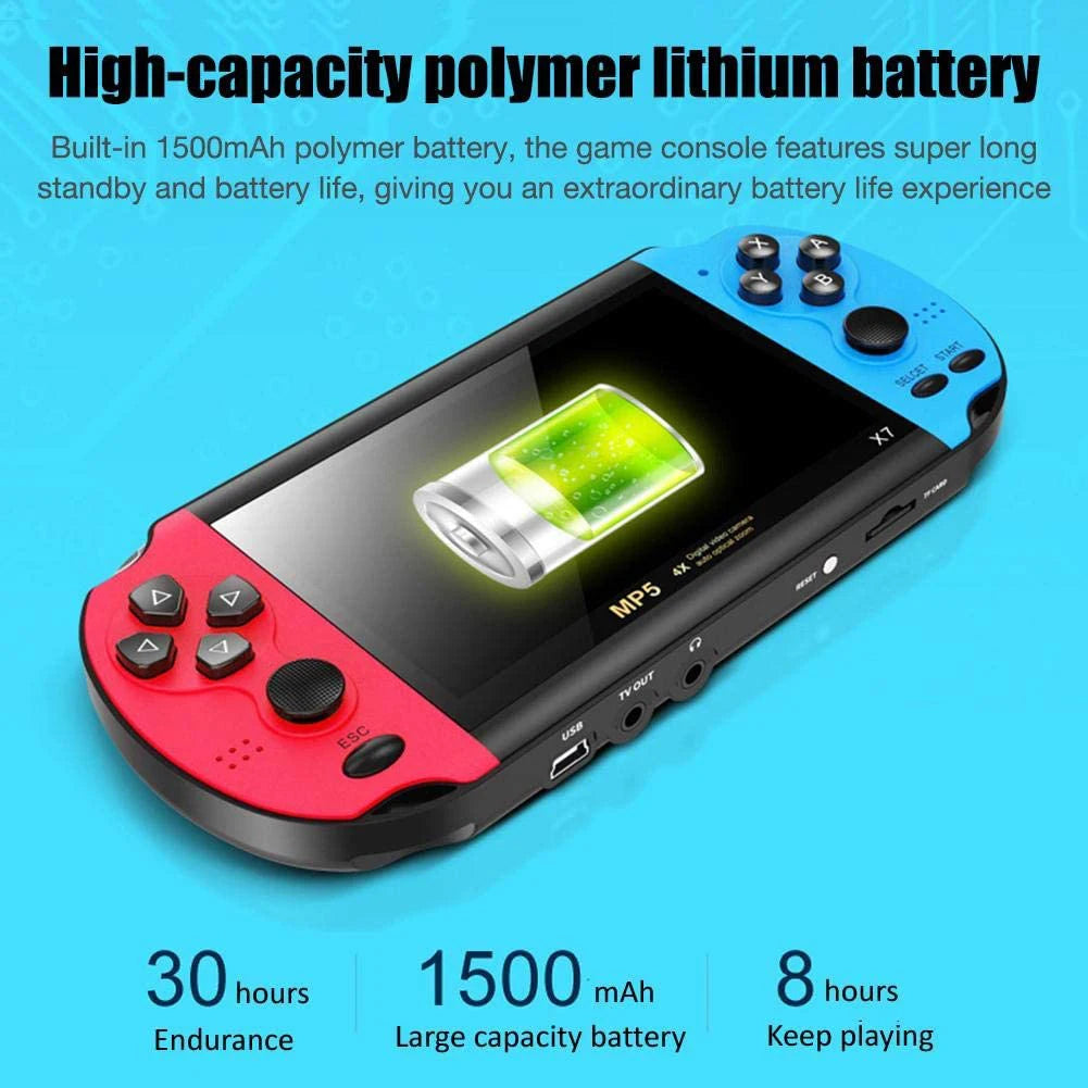 X7 Handheld Retro Console with 4.3-Inch Screen and 1,000 Games