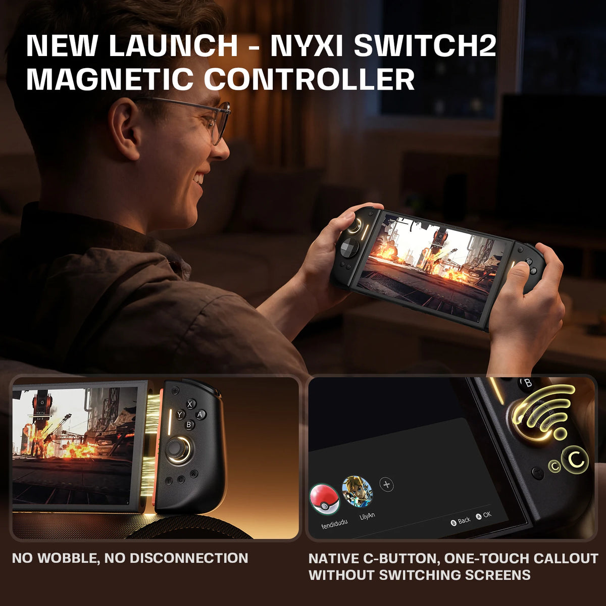 NYXI Hyperion 3 Wireless Joypad for Switch 2, Hall Joystick Magnetic Controller