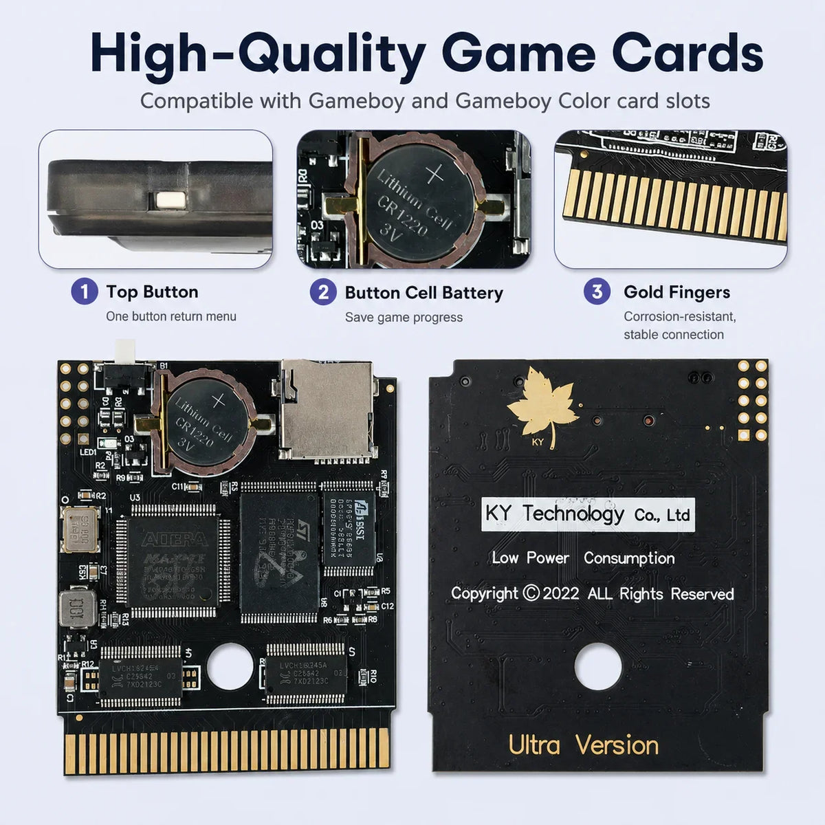 GB GBC Flash Cartridge Compatible with Game Boy Game Boy Color and Game Boy Advance 8GB Micro SD Card Menu Return Button