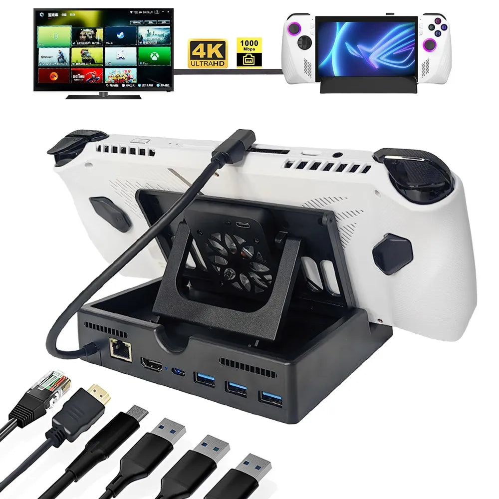 6-in-1 Dock for Nintendo Switch 2 with Cooling Fan, ROG Ally