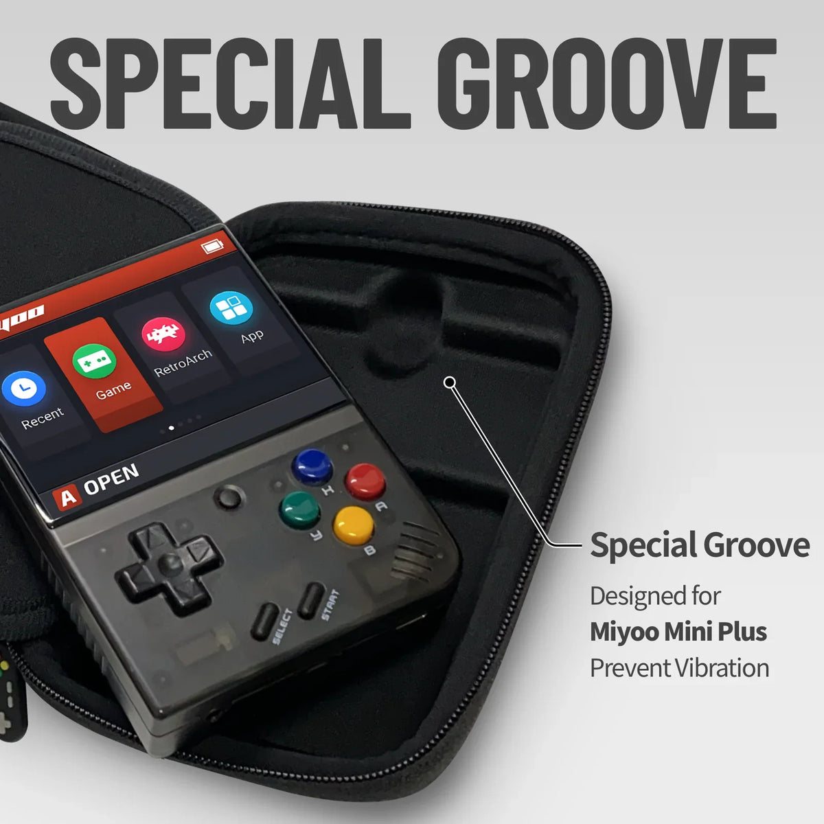 Miyoo Mini Plus V3 Hard Portable Case with Zipper Mesh Pocket