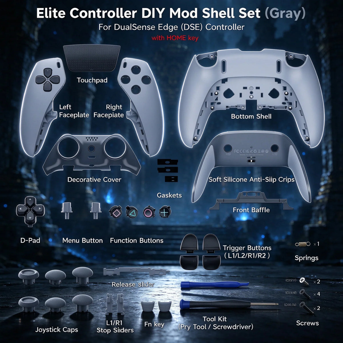 CHARM FOCUS DIY Shell for PS5 Edge Controller, Anti-Slip Grip