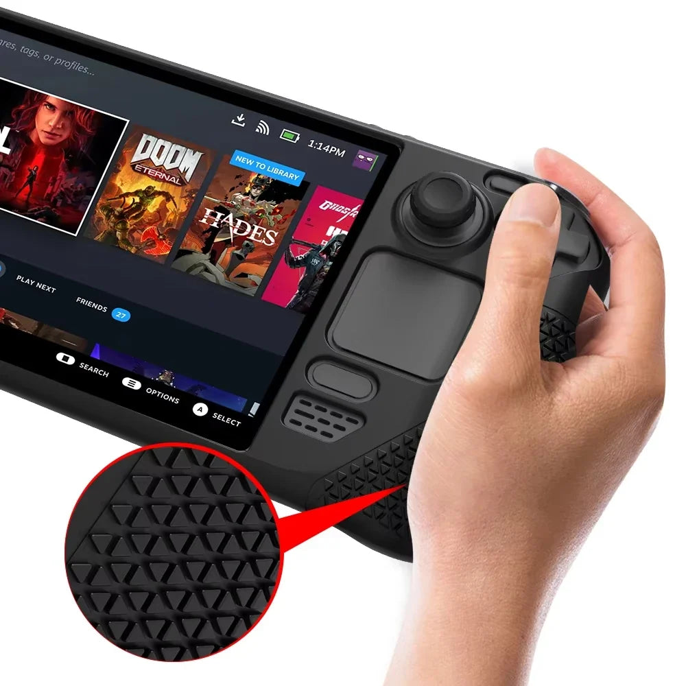 Steam Deck Standing Silicone Case with 2 Pairs Thumb Grips