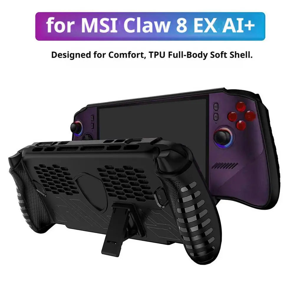 For MSI Claw 8 EX AI+ Game Handheld TPU Bracket Protective Case Shockproof Anti-Scratch Ergonomic Grip Full Cover Shell