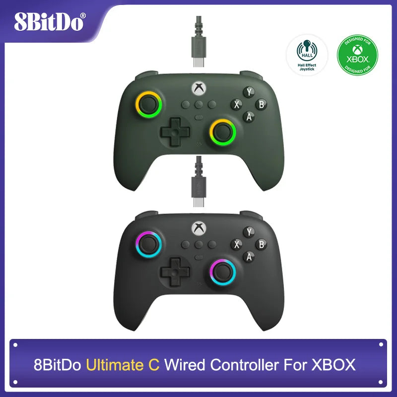 8BitDo Ultimate C Wired Xbox Controller with RGB Fire Ring