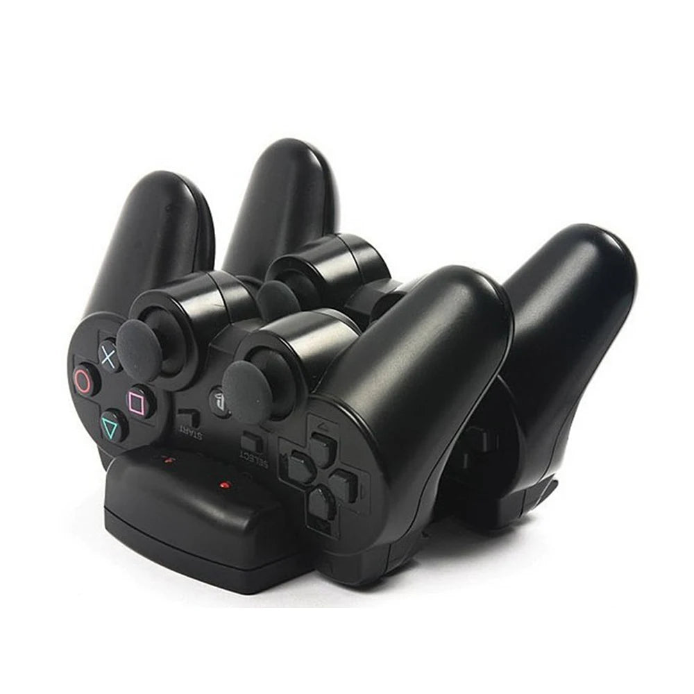 For PS3/PS Move Controller Charger Station for Sony Playstation 3 Charging Dock Stand with Dual USB Charger Cables LED Indicator