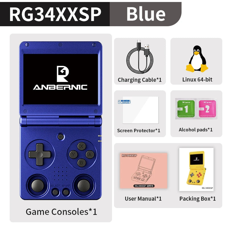 Anbernic RG34XXSP Flip Retro Handheld 3.4-Inch IPS 5K Games