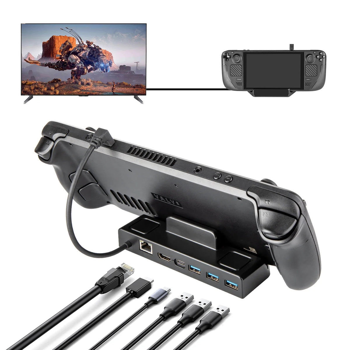 RGeek Steam Deck Dock with 4K HDMI, RJ45 Ethernet & PD Charging