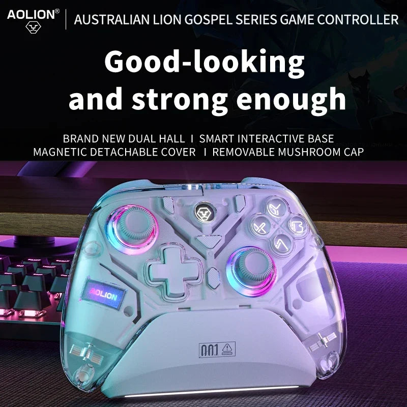 Aolion K10 RGB Wireless Controller, Charging Dock, Hall Effect