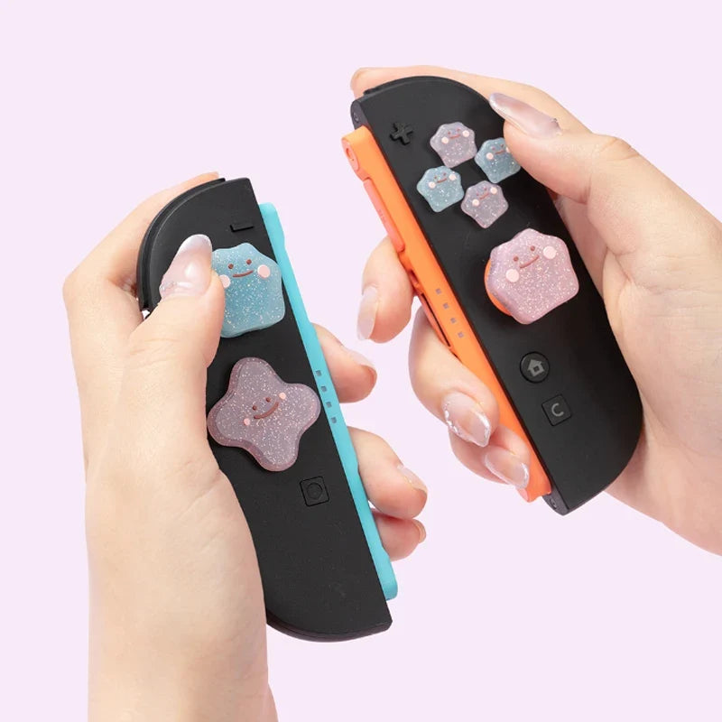 Bling Stars D-pad Cross Button ABXY Key Sticker Joystick Thumb Stick Grip Cap Cover For Nintendo Switch 2 NS2 Joy-con Skin Case