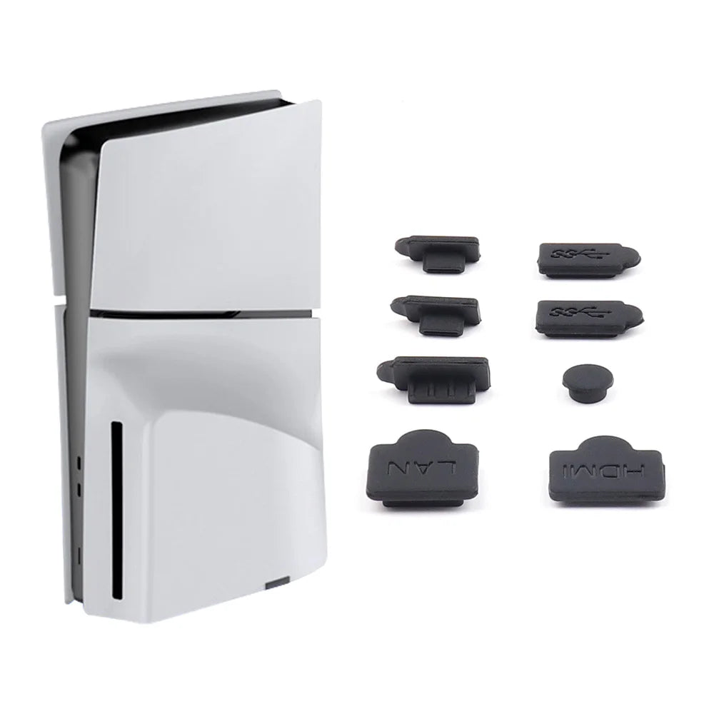 1 Set Dust Plug for PS5 SLIM Game Console Silicone Dust Protector Antidust Cover LAN Type-C USB Dock Dustproof Plug