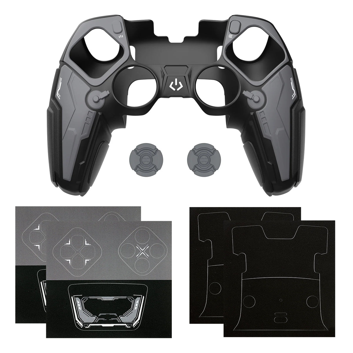 PlayVital Silicone Shockproof Case for PS5 Edge Controller - Stellar Mecha Anti-slip Grip Protector Cover with Joystick Caps