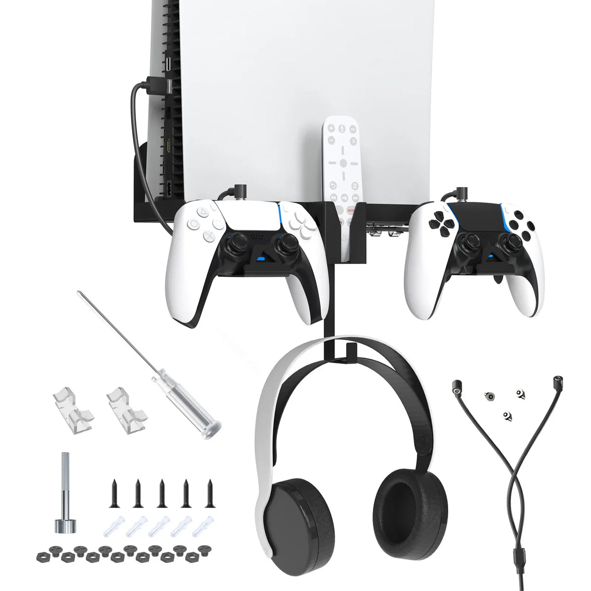 For PS5 Host Bracket Compatible PS5 Host Wall Mounted Bracket with Controller Charging Cable Set Game Accessories
