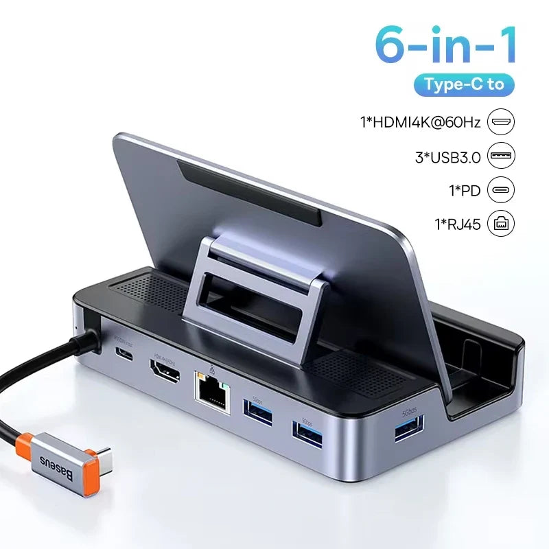 Baseus 6-in-1 Dock for Steam Deck, Switch & ROG Ally, 4K 60Hz