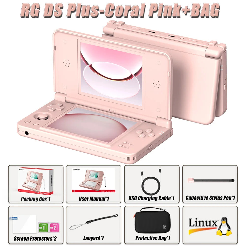 Anbernic RG  DS Plus Retro Handheld Game Console Dual Screen 4.3 Inch IPS RK3568 Linux 1GB RAM 16GB TF WiFi Bluetooth 4000mAh