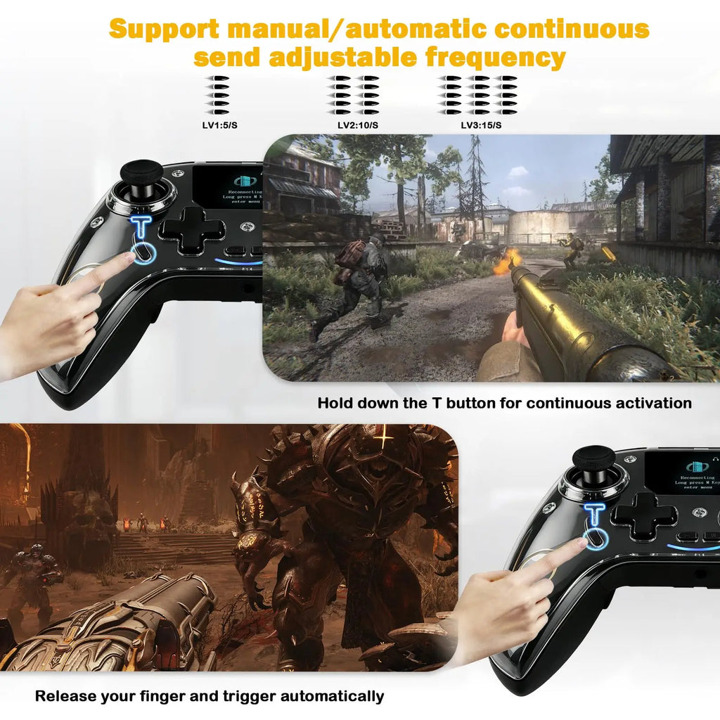 VGBUS Hall Effect Controller with LCD Screen for Switch & PS4