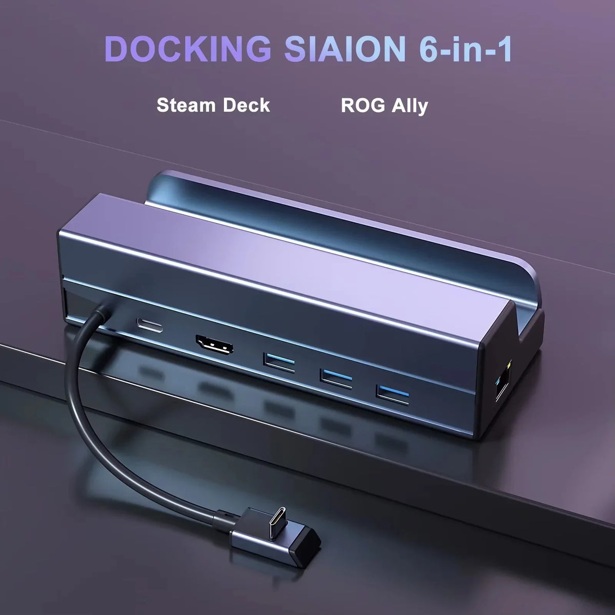 KEBIDUMEI 6-in-1 Steam Deck Dock, 4K@60Hz HDMI, 3 USB, 100W PD