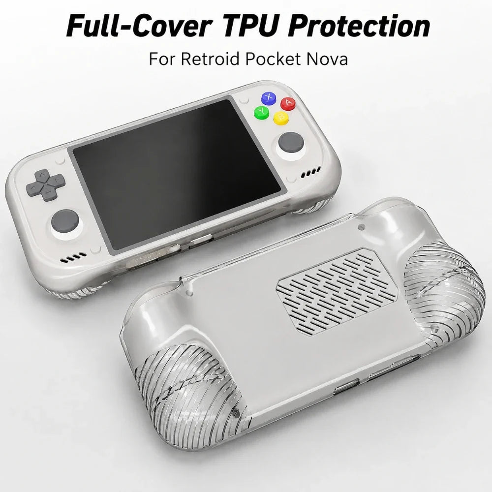 For Retroid Pocket NOVA Game Console Clear TPU Protective Case Slim One-Piece Shockproof Anti-Scratch Anti-Drop Precise Cutouts