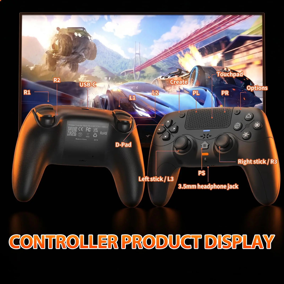GAMROMBO RH-5189 Wireless Controller for PS5 and PC